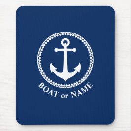 Nautical Sea Anchor Your Boat eller Namn Navy Blue Musmatta
