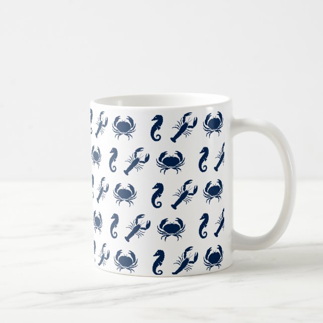 Nautical Sea Animals mönster (havsabborre) Kaffemugg (Höger)