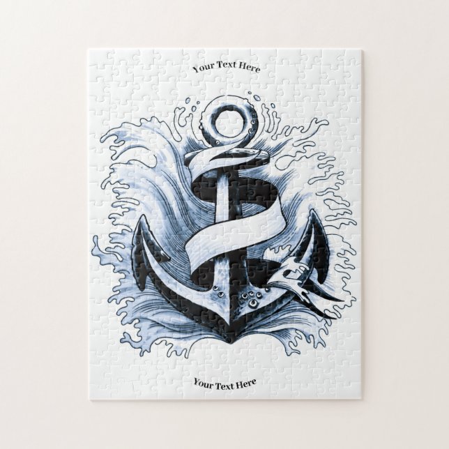 Nautical Sea Blue Anchor Pussel (Vertikal)