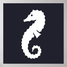 Nautical SEAHORSE silhouette Poster