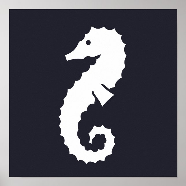 Nautical SEAHORSE silhouette Poster (Framsidan)