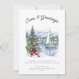 Nautical Seas & Greetings Sailboat Christmas Julkort