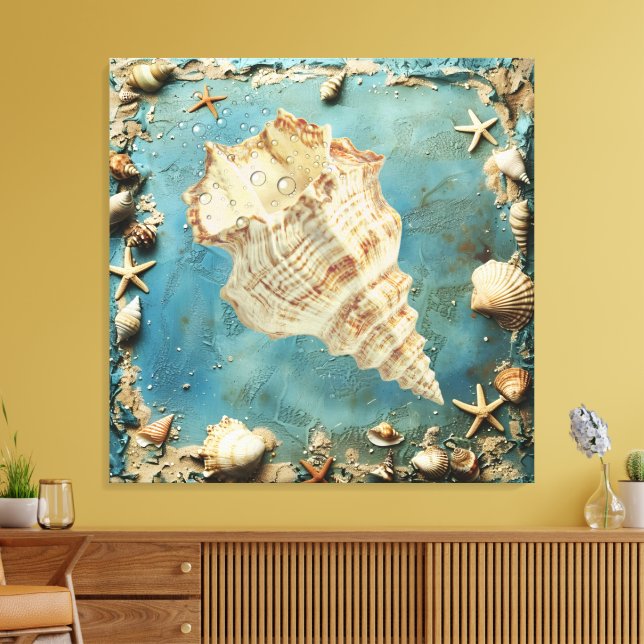 Nautical Seashell Canvas Wall Art (Insitu (Vardagsrum))