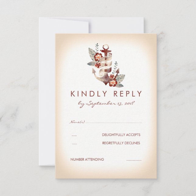 Nautical Seaside Bröllop OSA Card Kort (Framsida)