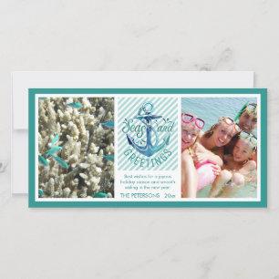 Nautical ’SEAson's Greetings’ - Aqua Rand Julkort