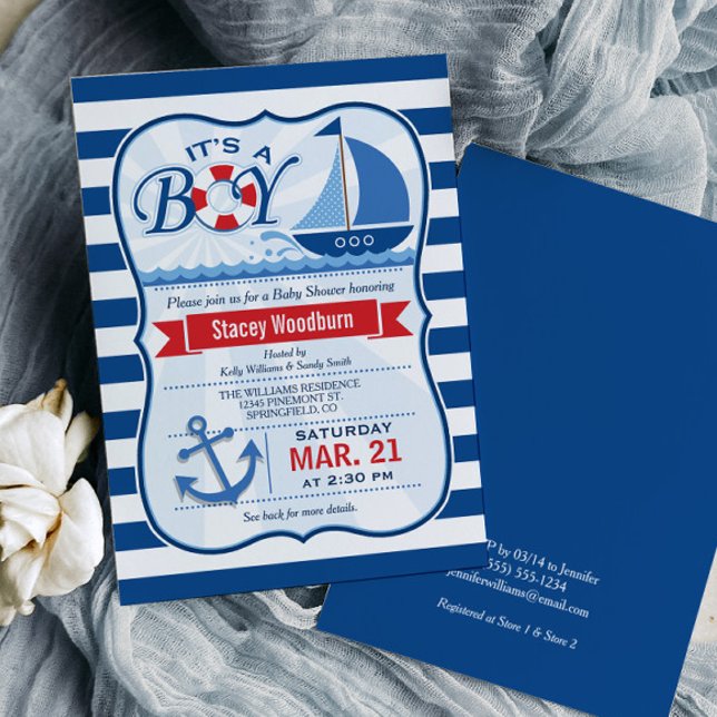 Nautical Segelbåt Baby Shower-inbjudan Inbjudningar (Skapare uppladdad)
