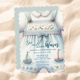 Nautical Segelbåt Baby Shower Inbjudningar