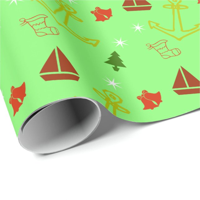 Nautical segelbåt julhelg  presentpapper (Rullad Hörn)