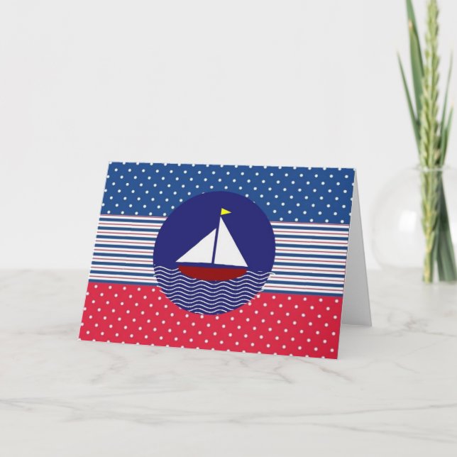 Nautical Segelbåt Note Card Kort (Framsida)