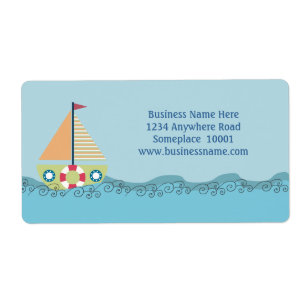 Nautical Segelbåt Ocean Theme Namn adressetikett Fraktsedel
