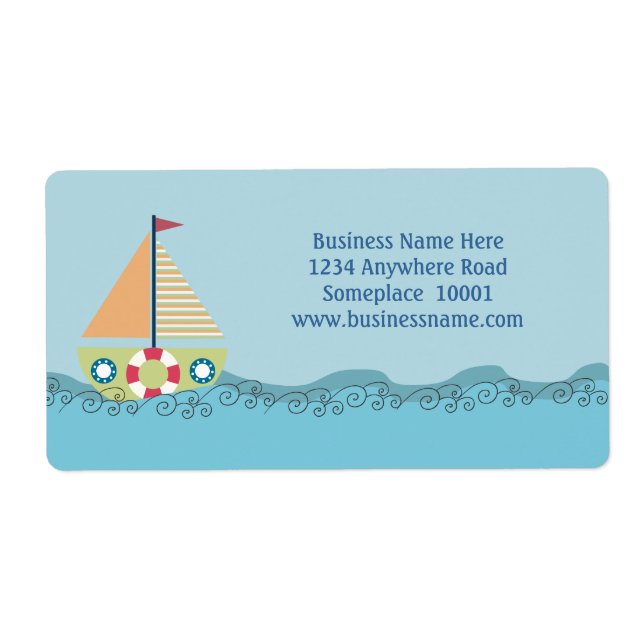 Nautical Segelbåt Ocean Theme Namn adressetikett Fraktsedel (Framsidan)