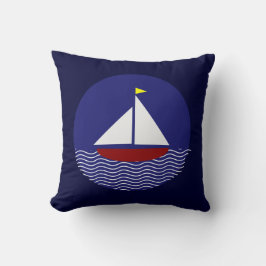 Nautical Segelbåt Red och Blue Dekorativ kudde