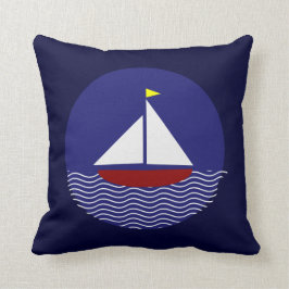 Nautical Segelbåt Red och Blue Dekorativ kudde