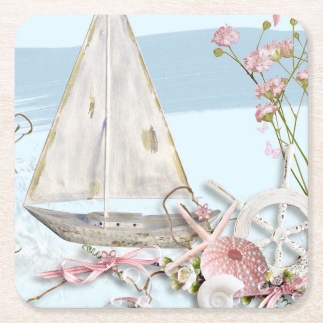 Nautical Series Design 3  Underlägg Papper Kvadrat (Framsidan)