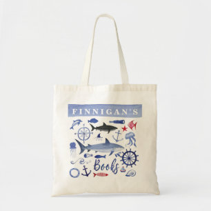 Nautical Sharks Anpassningsbar Bibliotek Bag för Tygkasse