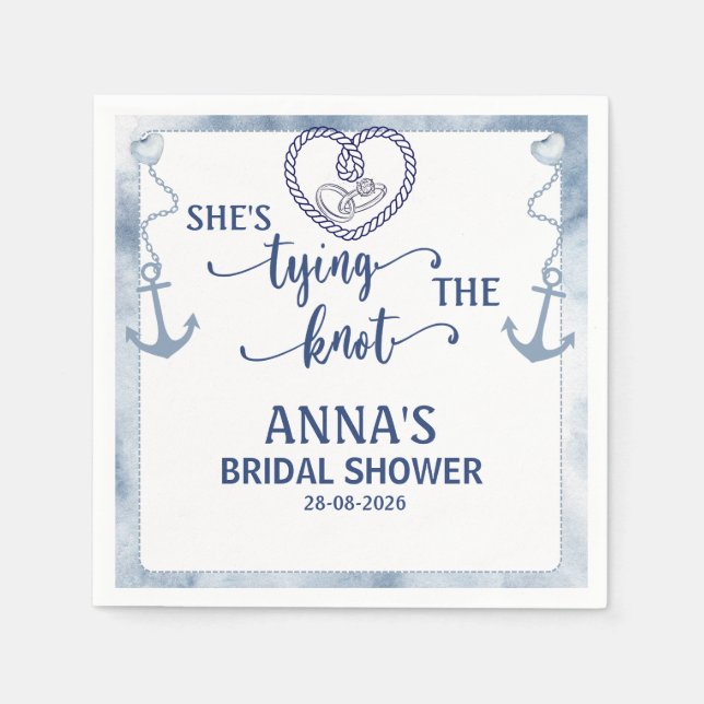 Nautical Shes Tying the Knot Bridal Elegant Anchor Pappersservett (Framsidan)