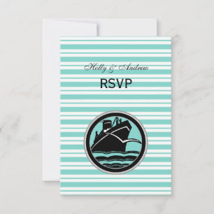 Nautical Ship Lt Blå Vit Rand #2 V RSVP OSA Kort