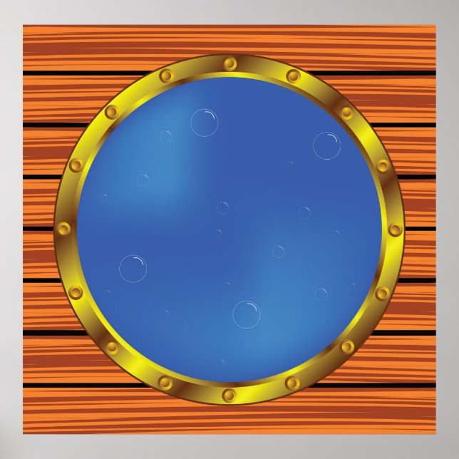 Nautical Ship Porthole Window with Blue Water Poster (Framsidan)