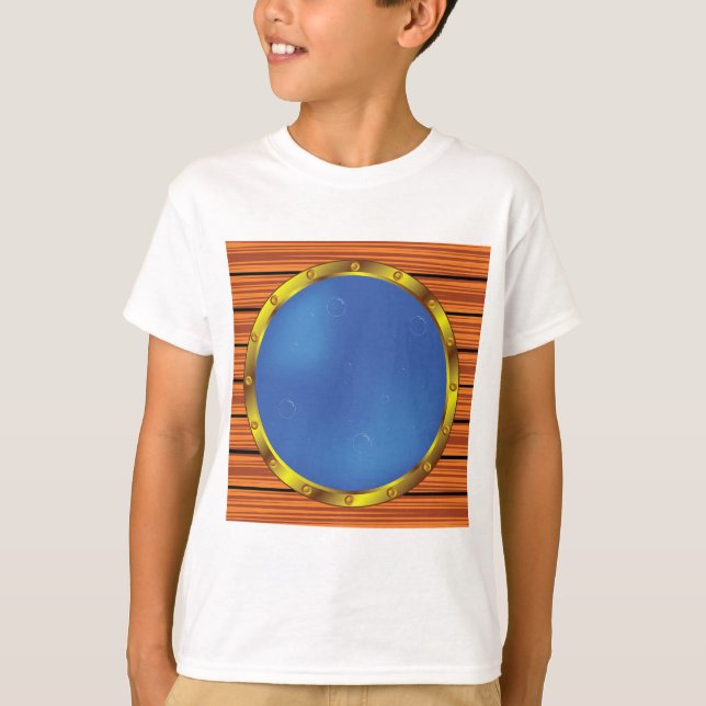 Nautical Ship Porthole Window with Blue Water T Shirt (Framsida)