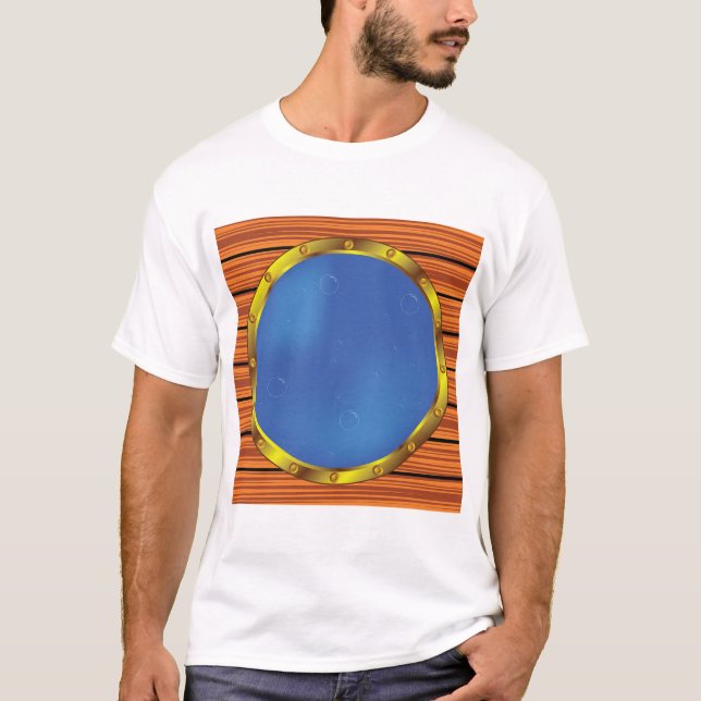 Nautical Ship Porthole Window with Blue Water T Shirt (Framsida)