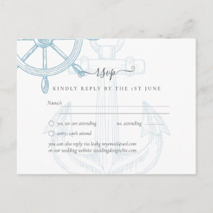 Nautical Ships Wheel Bröllop Vykort