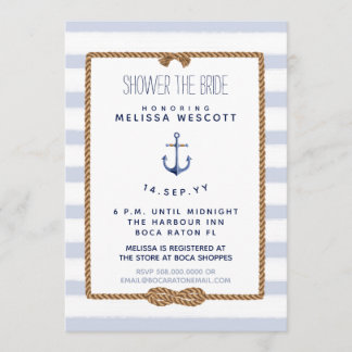 Nautical Shower the Bride Infinity Knot Blue Inbjudningar