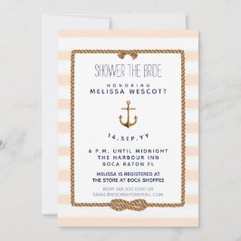 Nautical Shower the Bride Infinity Knot Soft Peach Inbjudningar