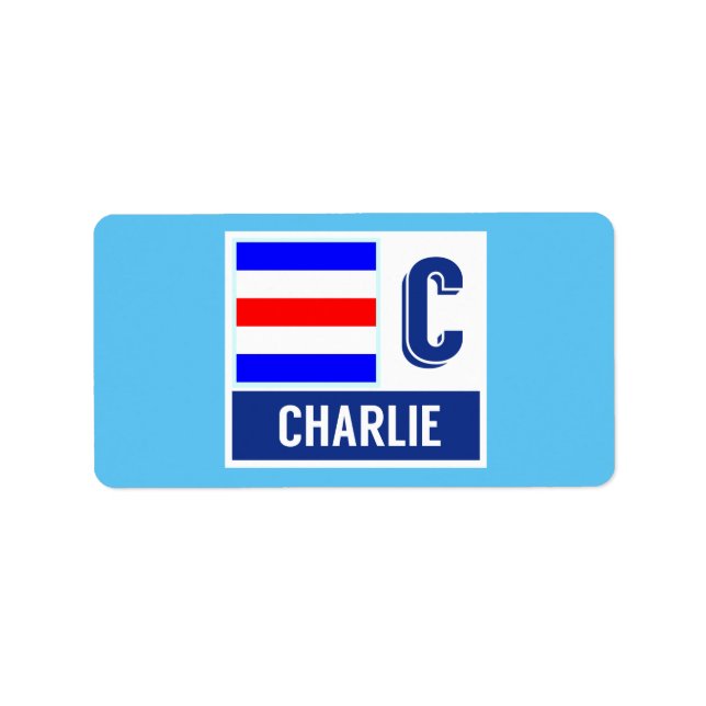 Nautical Signal Code Flagga C ’Charlie’ Adressetikett (Framsidan)
