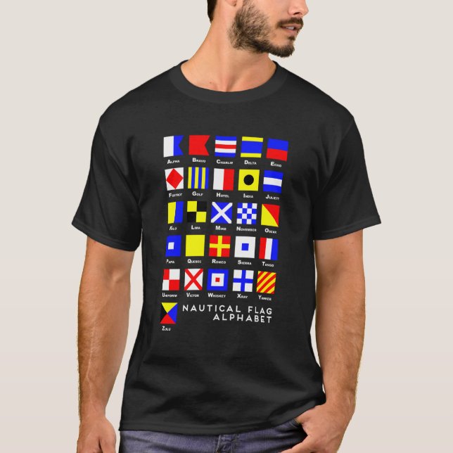 Nautical Signal Flagga Alphabet T Shirt (Framsida)
