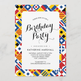 Nautical Signal Flagga Mönster Birthday Inbjudningar