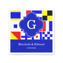 Nautical Signal Flaggor Royal Quatrefoil Monogram