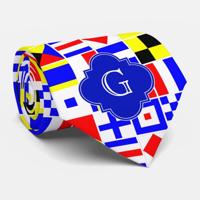 Nautical Signal Flaggor Royal Quatrefoil Monogram Slips (Rullad)