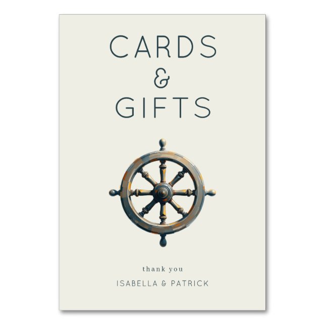 Nautical Silver Realistic Ship's Wheel Bordsnummer (Framsidan)