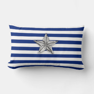 Nautical Silver Star på Blue Rand Lumbarkudde