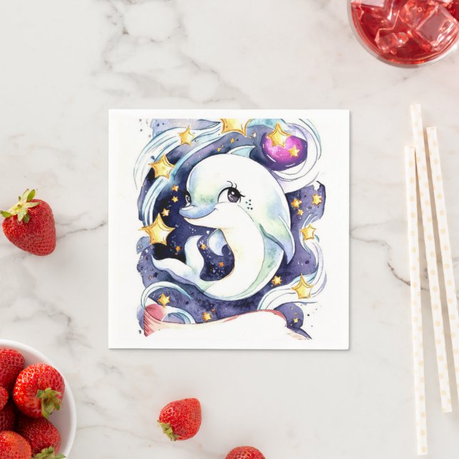 Nautical Simple Children's Dolphin Birthday Pappersservett (Insitu)
