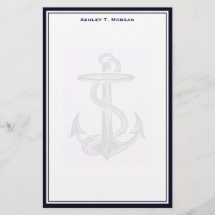 Nautical Simplicit Dk Blue / White Personlig Brevpapper