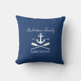 Nautical Sjö House Anchor Oars Family Navy Blue Kudde