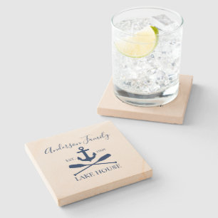 Nautical Sjö House Anchor Oars Family Navy Blue Stenunderlägg