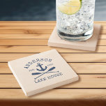 Nautical Sjö House Blue Anchor Oars Sandstone Stenunderlägg<br><div class="desc">Nautical Sjö House Family Namn Anchor Oars Navy Blue Sandstone Underlägg</div>