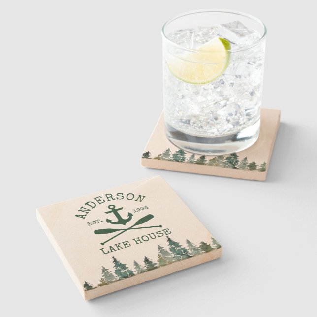 Nautical Sjö House Namn Anchor Oars Gräs Stenunderlägg (Sidan)