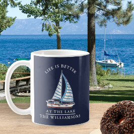 Nautical Sjö Life Navy Blue and White Boat Kaffemugg