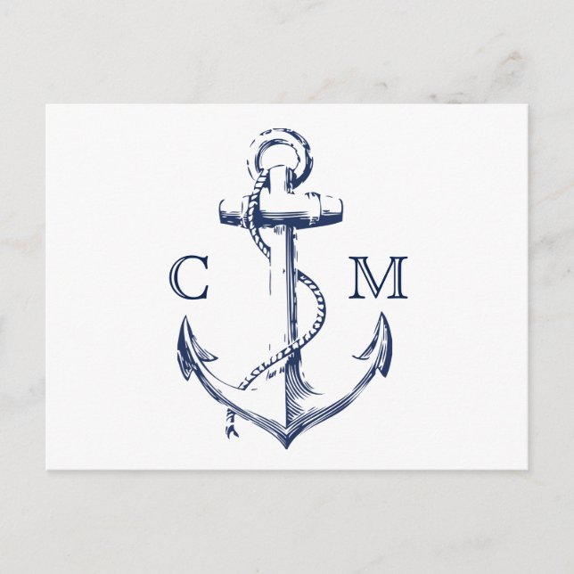 Nautical Sketch Anchor White OSA Inbjudan Vykort (Framsida)