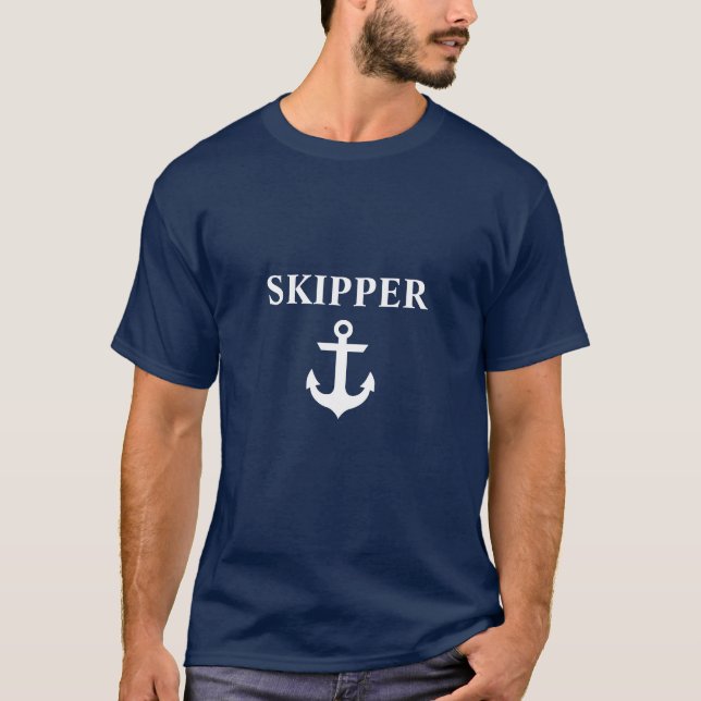 Nautical Skipper Anchor Blue Tee Shirt (Framsida)