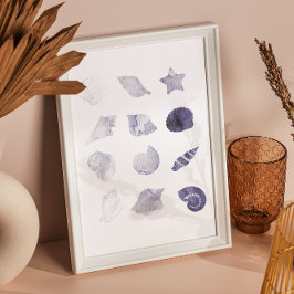 Nautical Snäcka Watercolor Sea Nautical Art Poster