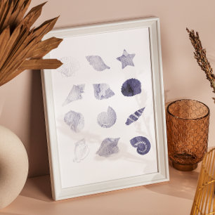 Nautical Snäcka Watercolor Sea Nautical Art Poster