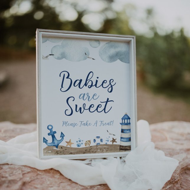 Nautical Spädbarn är Sweet Baby Shower Sign Poster (Skapare uppladdad)
