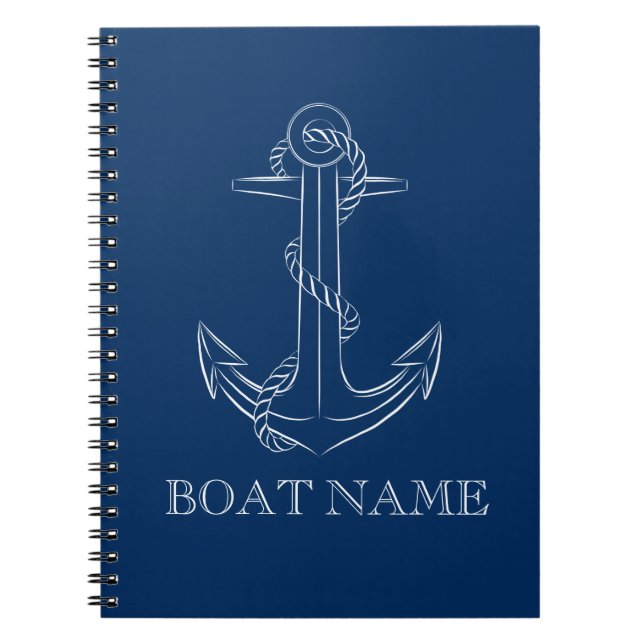 Nautical Spirit Anchor Navy Blue Anteckningsbok (Framsidan)