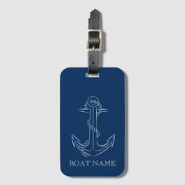 Nautical Spirit Anchor Navy Blue Bagagebricka