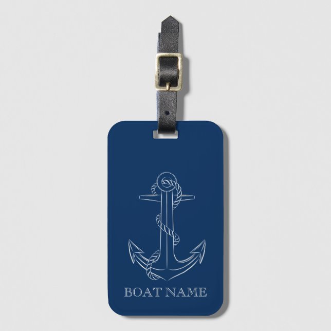 Nautical Spirit Anchor Navy Blue Bagagebricka (Framsida vertikal)