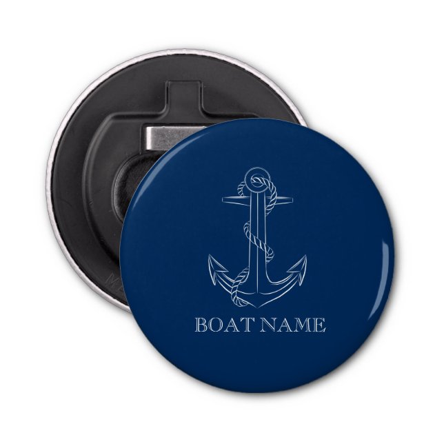 Nautical Spirit Anchor Navy Blue Flasköppnare (Framsidan)